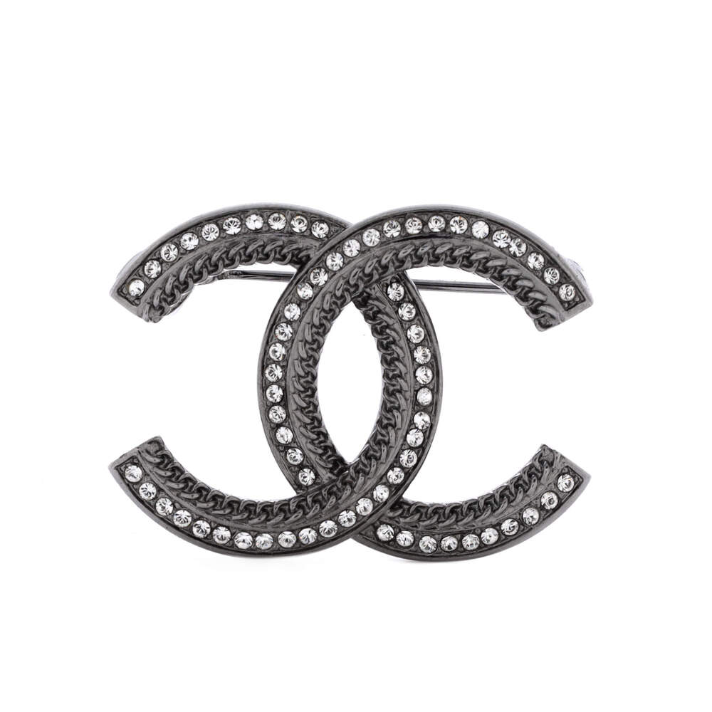 Chanel Cc Brooch Metal With Crystals #270775C80B